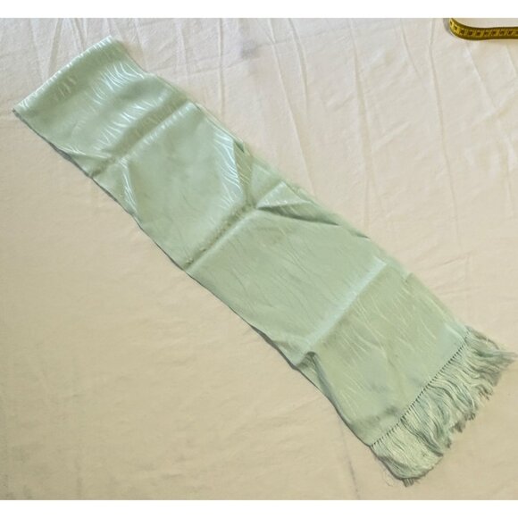 Vintage Mint Green Scarf with Fringe Edge 48 Inch Rectagular - Picture 5 of 6